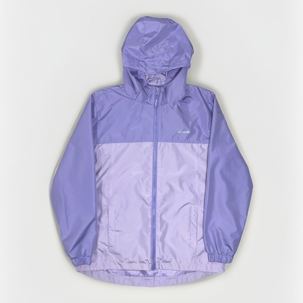 Eddie Bauer Girls Windbreaker Jacket Lavender Large 14-16 Hooded Coat